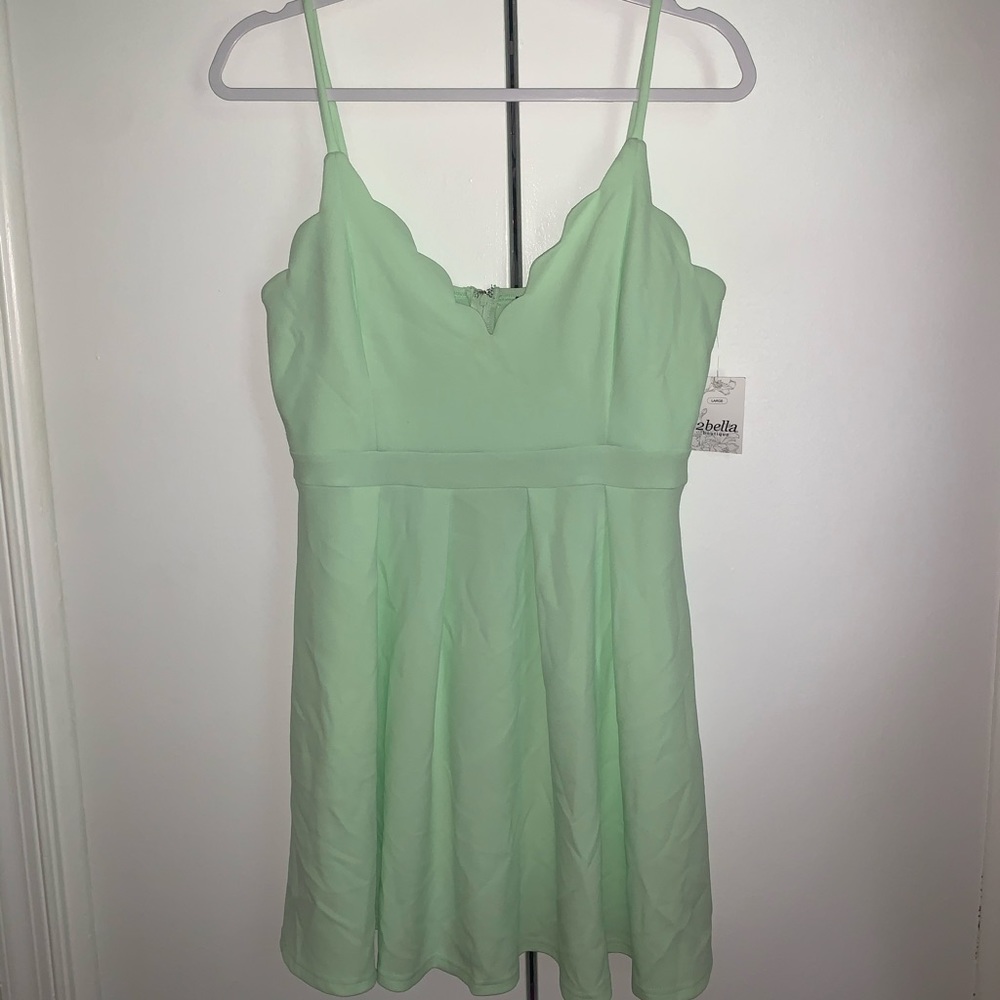 2bella Mint Green Scalloped Dress